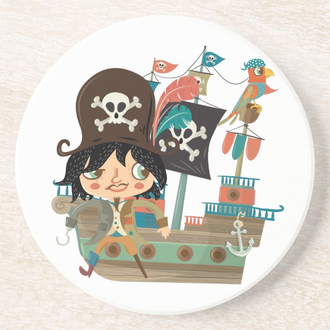 Pirate and Pirate Ship Coaster (Front)