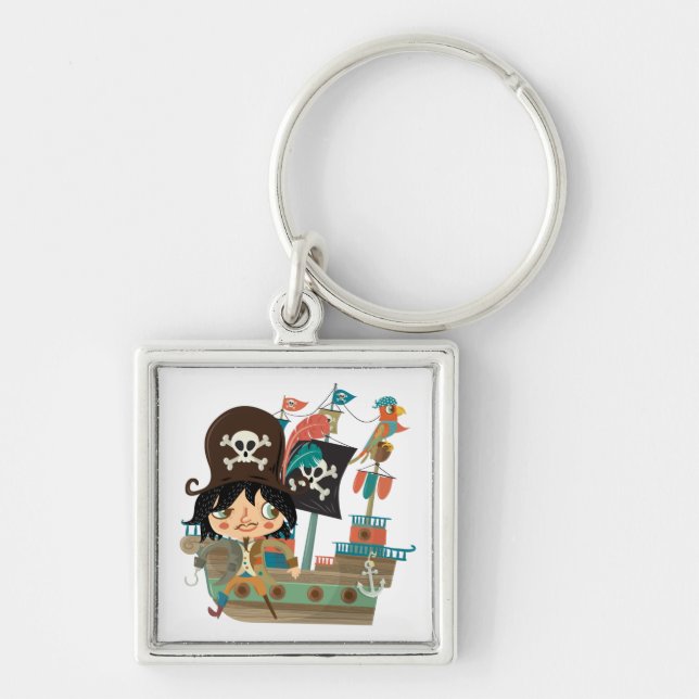 Pirate and Pirate Ship Key Ring (Front)