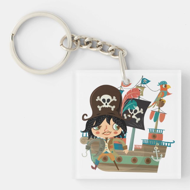 Pirate and Pirate Ship Key Ring (Front)