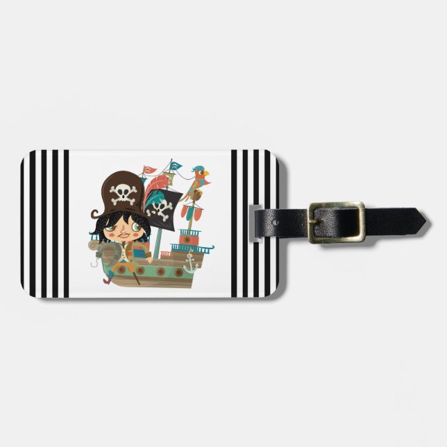 Pirate and Pirate Ship Luggage Tag (Front Horizontal)