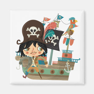 Pirate and Pirate Ship Magnet