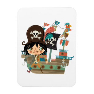 Pirate and Pirate Ship Magnet