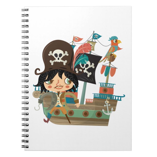 Pirate and Pirate Ship Spiral Notebook (Front)