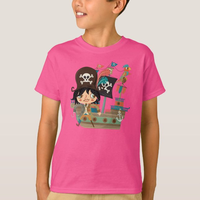 Pirate and Pirate Ship T-Shirt (Front)