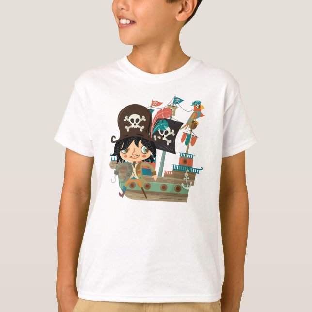 Pirate and Pirate Ship T-Shirt (Front)