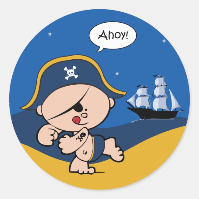 Pirate and Ship Sticker (Front)