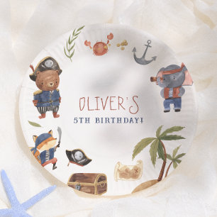 Pirate Animals Boy Birthday Party Paper Plate