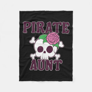 Pirate Aunt Cartoon Skull Funny Family Halloween Fleece Blanket