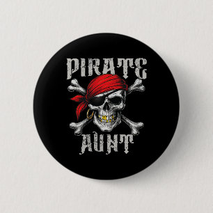 Pirate Aunt Jolly Roger Flag And Skull Crossbones 6 Cm Round Badge