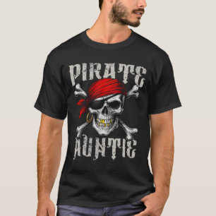 Pirate Auntie Jolly Roger Flag And Skull Crossbone T-Shirt