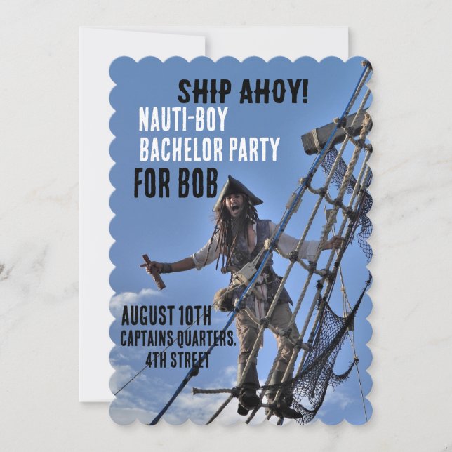  PIRATE BACHELOR NAUTICAL PARTY INVITATIONS (Front)