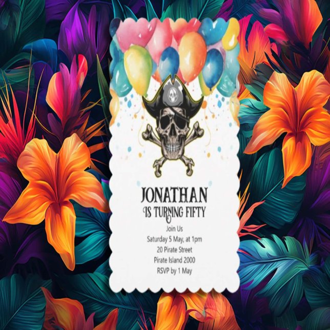 Pirate balloons Kids Party theme Invitation (If you have any questions or need assistance, just let us know. We're here to make sure your party i)