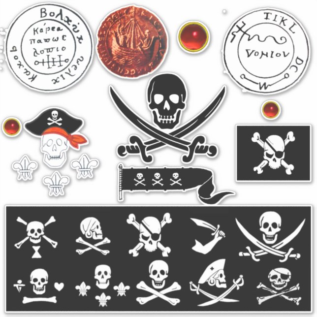 PIRATE BANNERS AND ANTIQUE PIRATES TREASURE MAPS (Front)