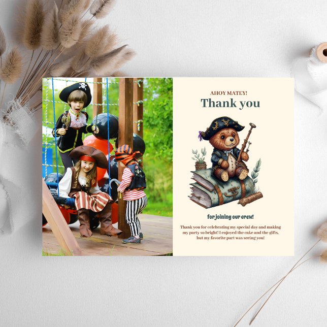 Pirate Bear Themed Birthday Party Thank You Card (Creator Uploaded)