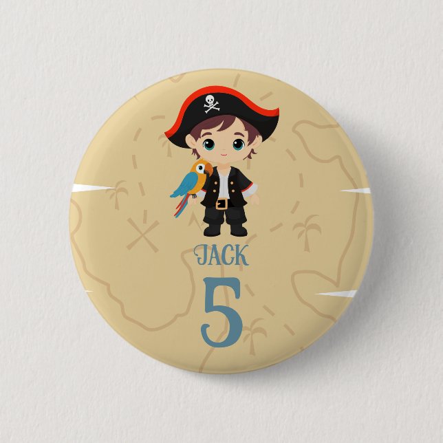 Pirate Birthday Button Badge (Front)