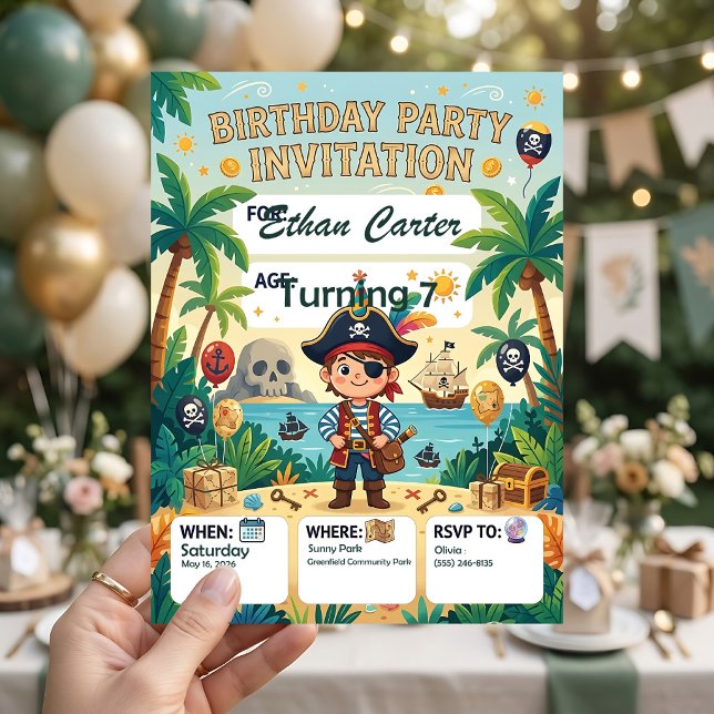 Pirate Birthday Celebration Invitation Template (Creator Uploaded)