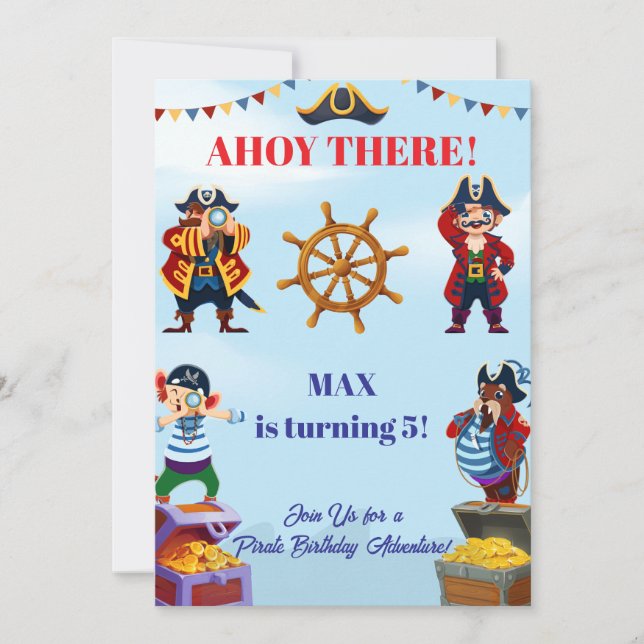 Pirate Birthday Invitation Boy | Editable Name Age (Front)