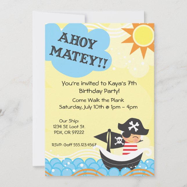 Pirate Birthday Invites (Front)