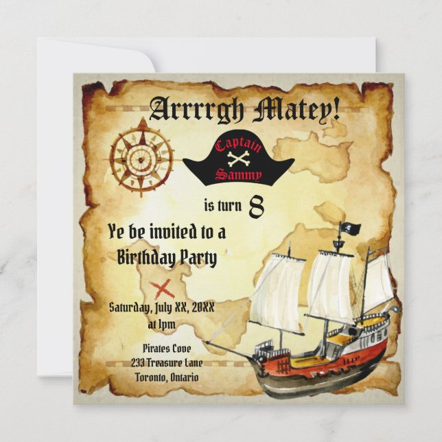 Pirate Birthday Parrrty ! Invitation (Front)