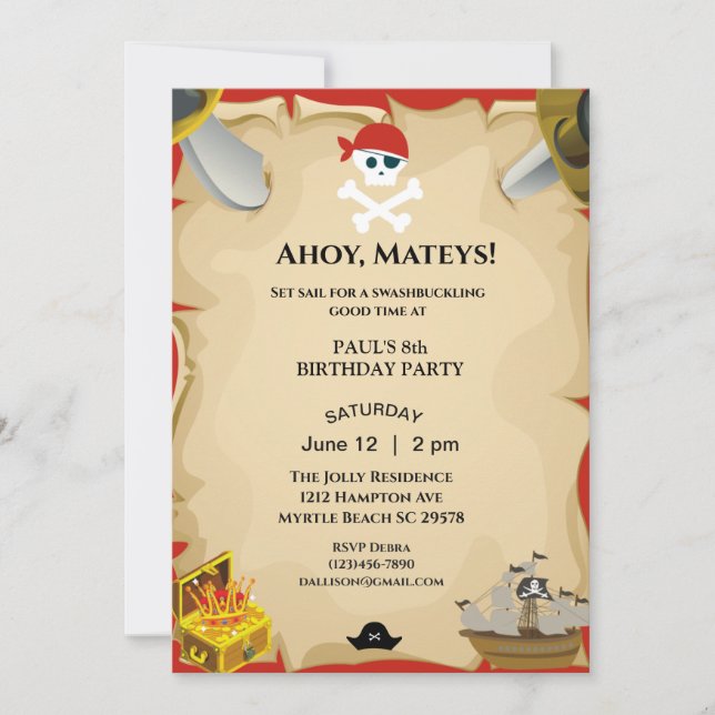 Pirate Birthday Party Invitation (Front)