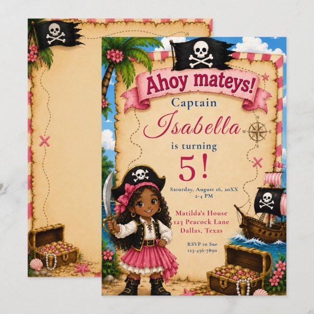 Pirate Birthday Party Invitation (Front/Back)