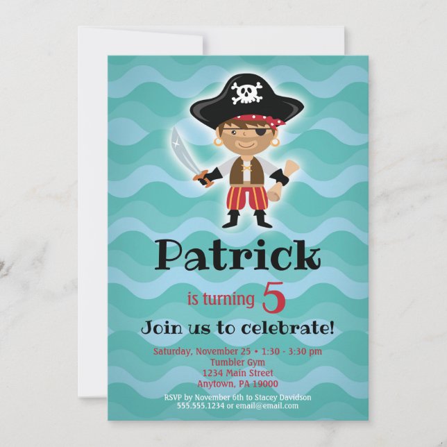 Pirate Birthday Party Invitation Boys (Front)