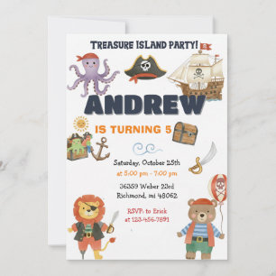 Pirate Birthday Party Invitation Card