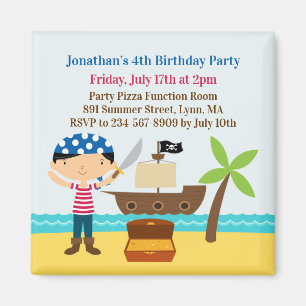 Pirate Birthday Party Invitation Magnet