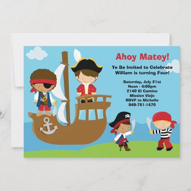 Pirate Birthday Party Invitations (Front)