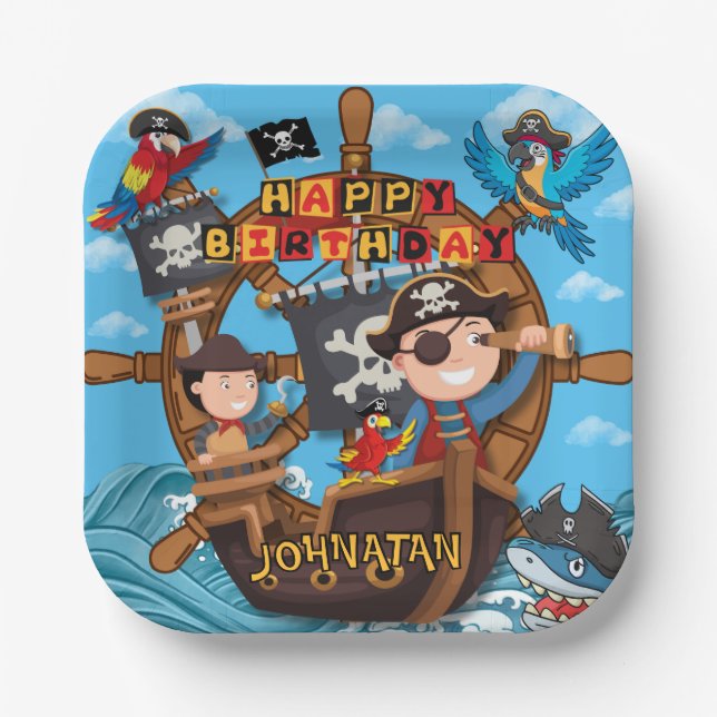 Pirate Birthday Party Paper Plate (Front)