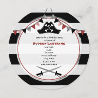Pirate Birthday Party Round Invitation