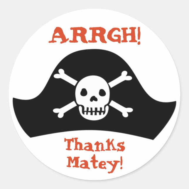 Pirate Birthday Party Stickers (Front)
