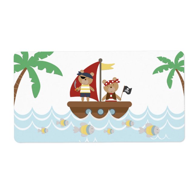 Pirate Birthday Party Water Bottle Labels (Front)