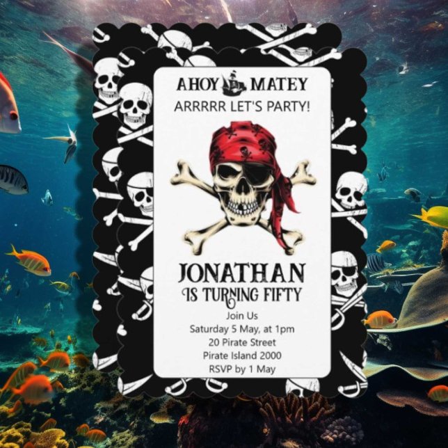 pirate birthday party watercolor invitation (We're here to make sure your party is nothing short of spectacular! Party like a pirate,)