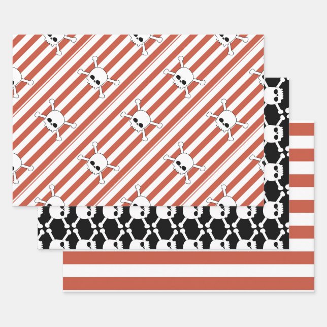 pirate birthday party with skulls wrapping paper sheet (Set)