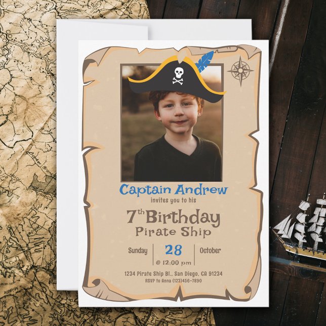 Pirate Birthday | Photo Birthday Invitation (Pirate Kids Birthday Invitation)