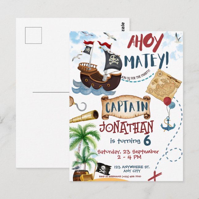 Pirate Birthday Postcard (Front/Back)
