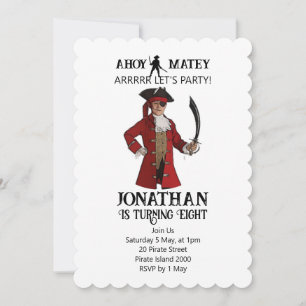 Pirate Birthday Red Boy theme  Invitation