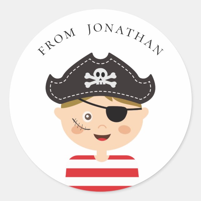 Pirate birthday thank you. Kids party. Baby boy Classic Round Sticker (Front)