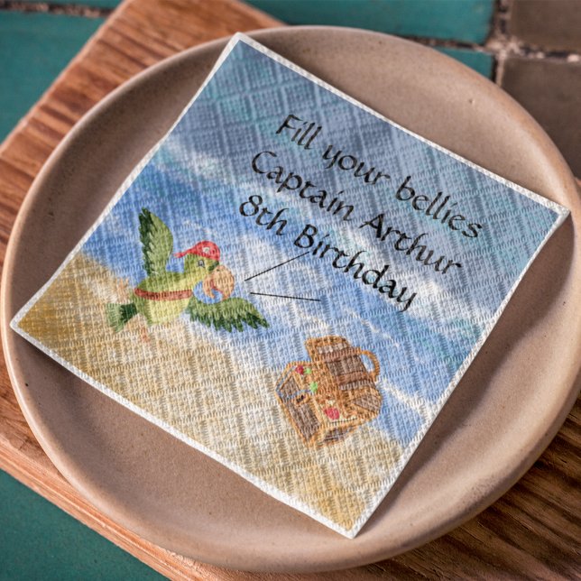 Pirate birthday themed party treasure parrot napkin (Pirate Serviette)