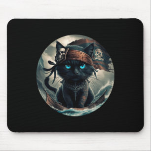 Pirate Black Cat Mouse Pad