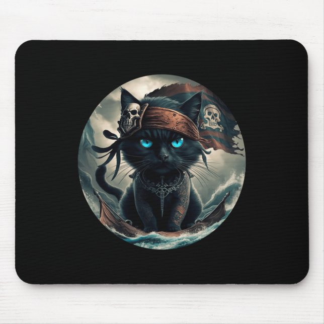 Pirate Black Cat  Mouse Pad (Front)