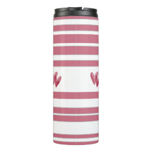 Pirate Black Pink Heart Crossbones Novelty Fun Thermal Tumbler