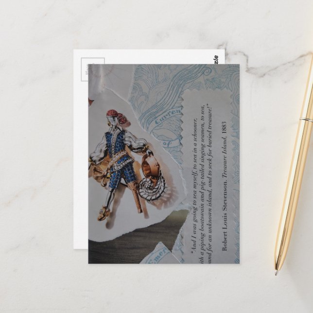 Pirate Bling Collage Postcard (Front/Back In Situ)