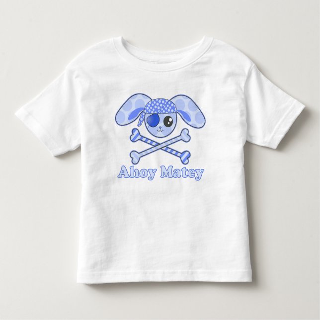 Pirate Blue Kawaii Bunny Toddler T-Shirt (Front)