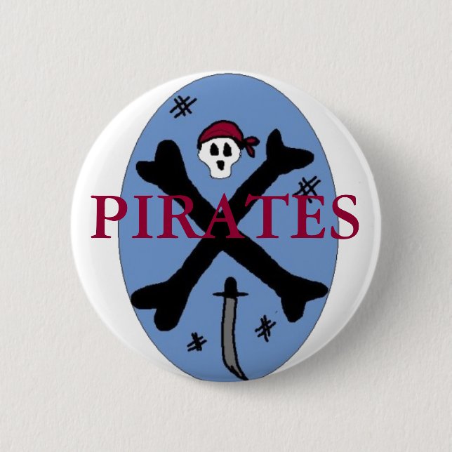 Pirate Bones 6 Cm Round Badge (Front)