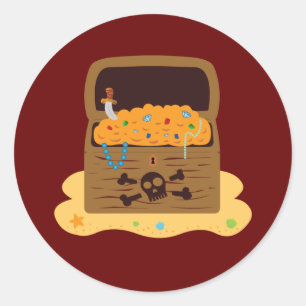 Pirate Booty Treasure Chest Classic Round Sticker