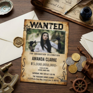 Pirate Bounty Wanted Poster Graduation Photo Invitation