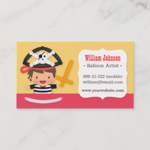 Pirate Boy Balloon Artist Business Cards