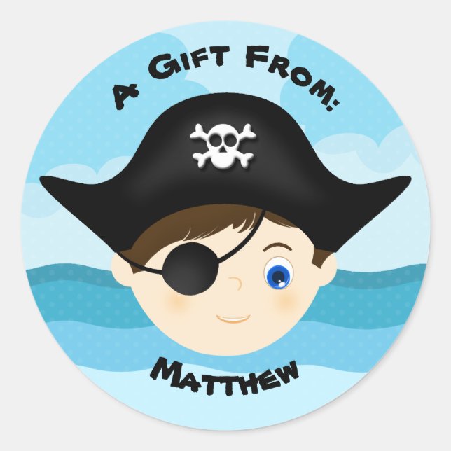 Pirate Boy Classic Round Sticker (Front)